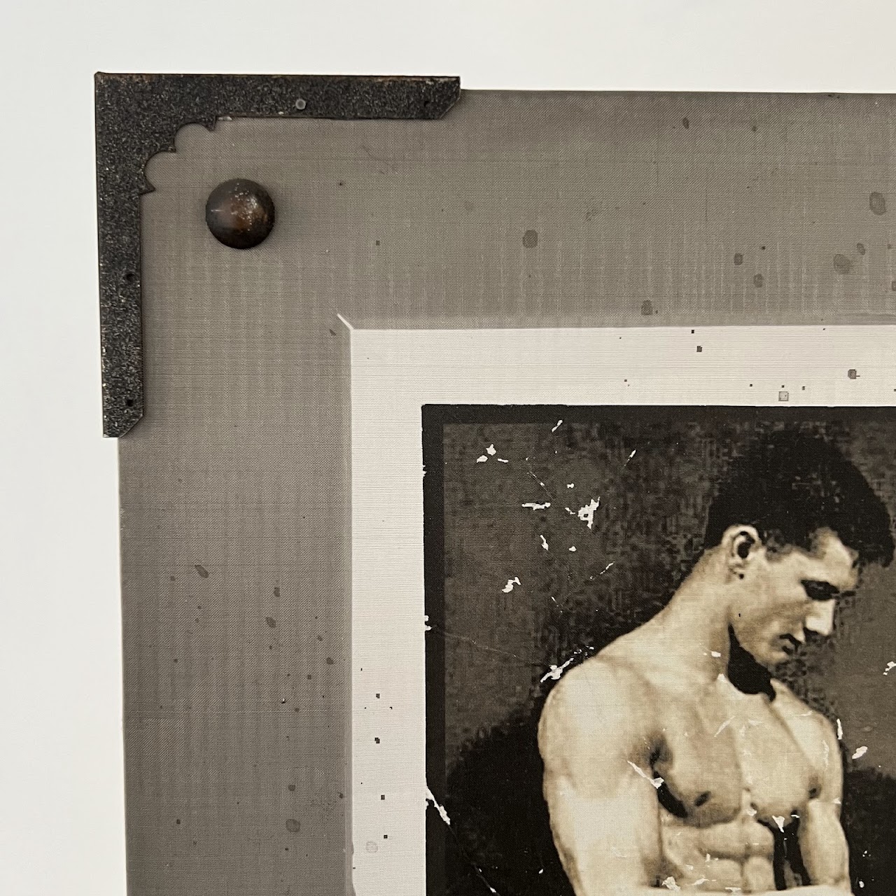 Vintage Bodybuilder Photograph Print and Mixed Media Artwork Pair