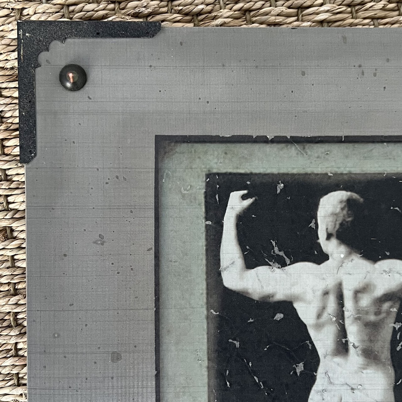 Vintage Bodybuilder Photograph Print and Mixed Media Artwork Pair