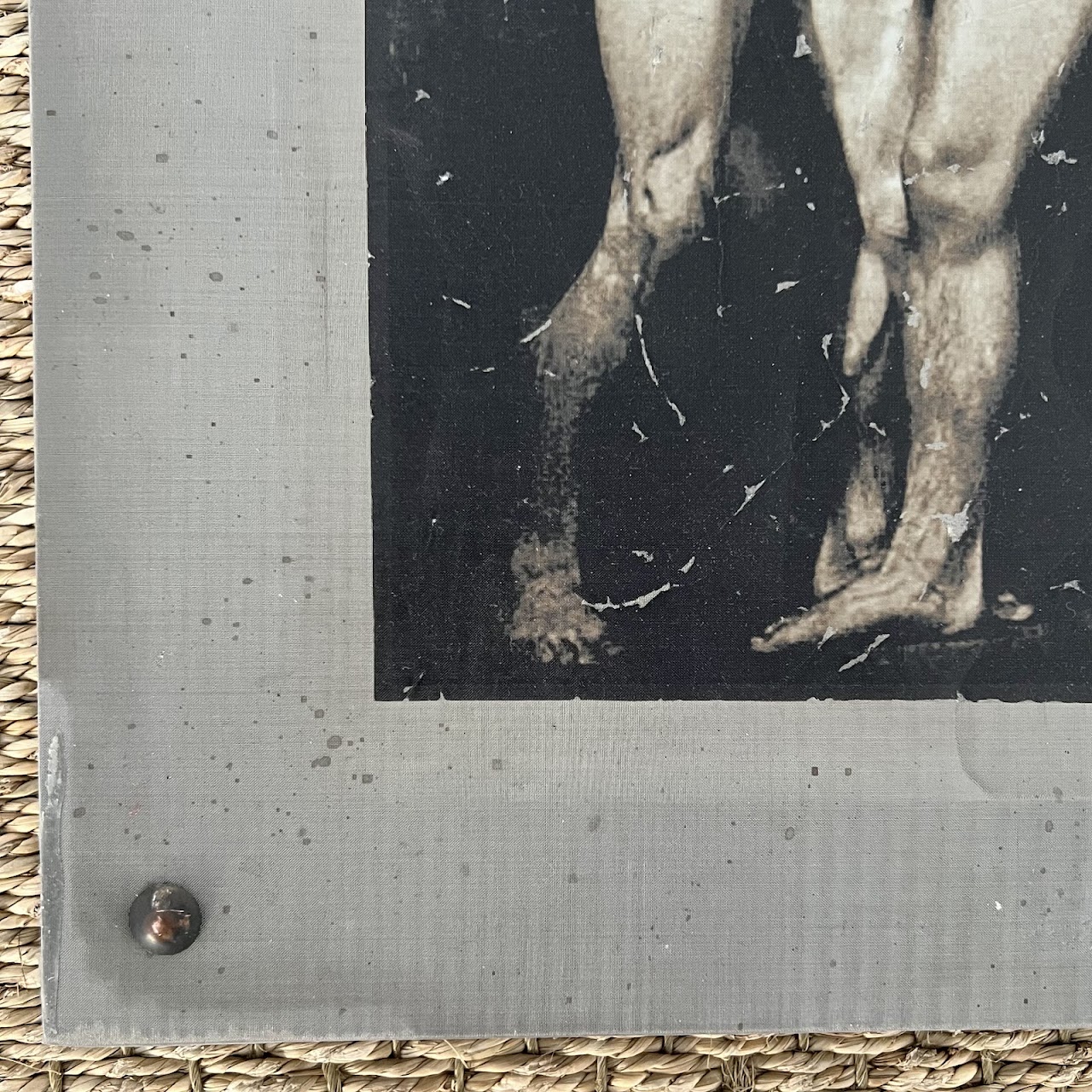 Vintage Bodybuilder Photograph Print and Mixed Media Artwork Pair