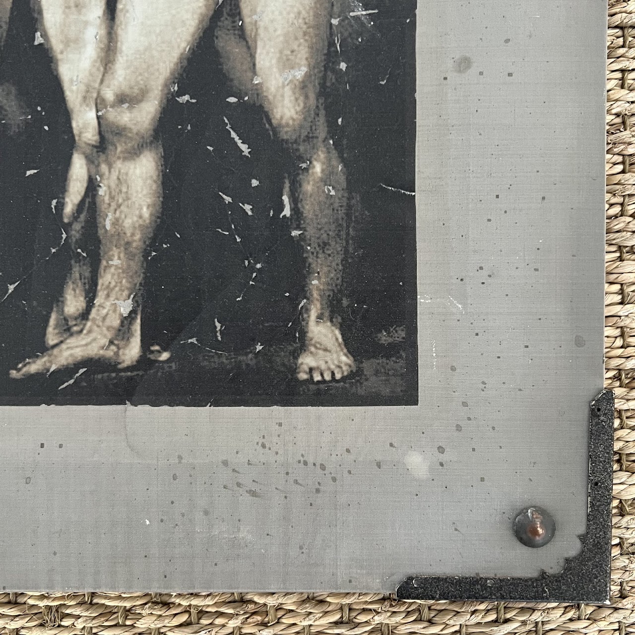 Vintage Bodybuilder Photograph Print and Mixed Media Artwork Pair