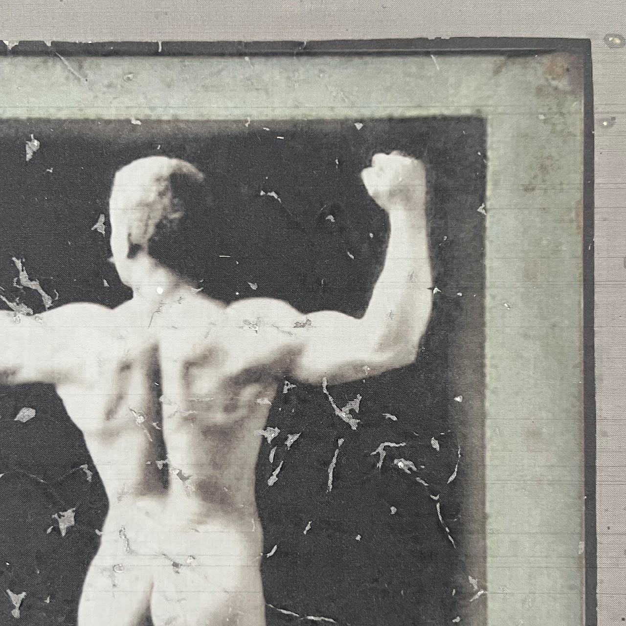 Vintage Bodybuilder Photograph Print and Mixed Media Artwork Pair