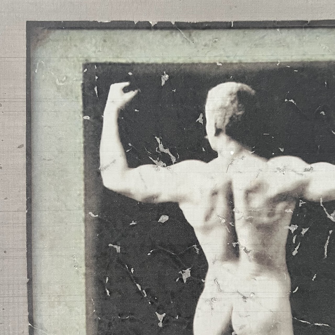 Vintage Bodybuilder Photograph Print and Mixed Media Artwork Pair