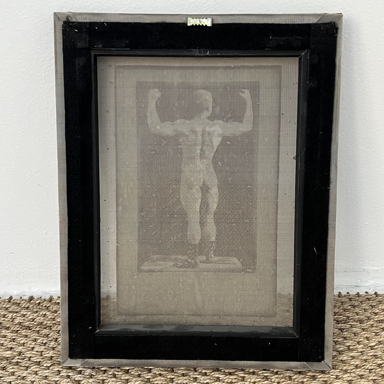 Vintage Bodybuilder Photograph Print and Mixed Media Artwork Pair