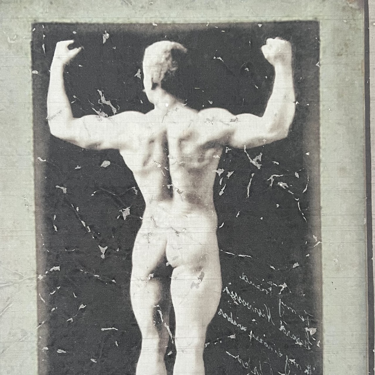 Vintage Bodybuilder Photograph Print and Mixed Media Artwork Pair