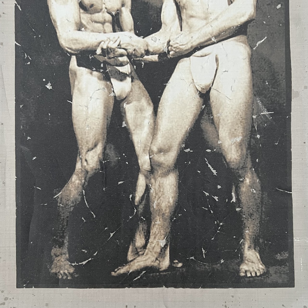 Vintage Bodybuilder Photograph Print and Mixed Media Artwork Pair