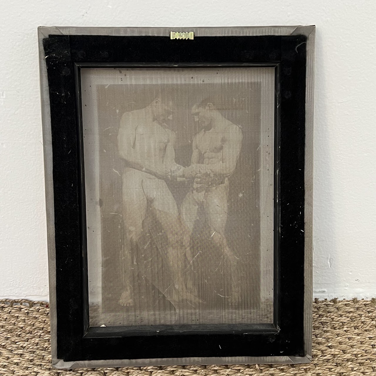 Vintage Bodybuilder Photograph Print and Mixed Media Artwork Pair