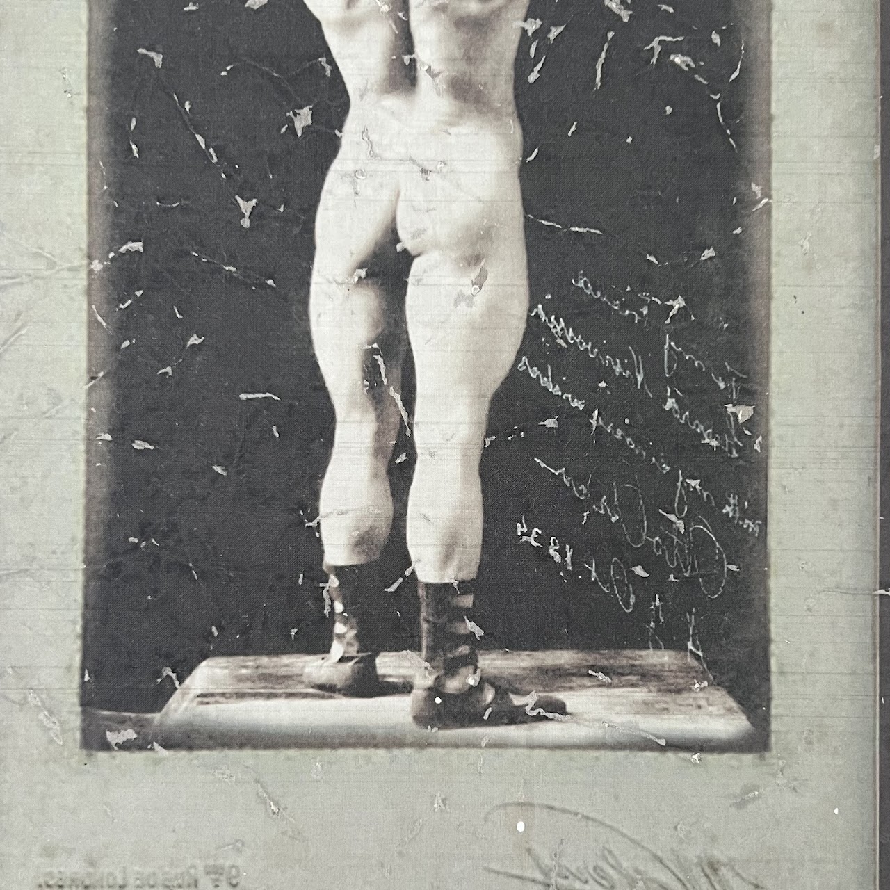 Vintage Bodybuilder Photograph Print and Mixed Media Artwork Pair