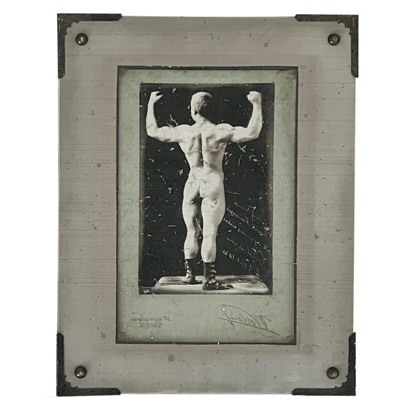 Vintage Bodybuilder Photograph Print and Mixed Media Artwork Pair