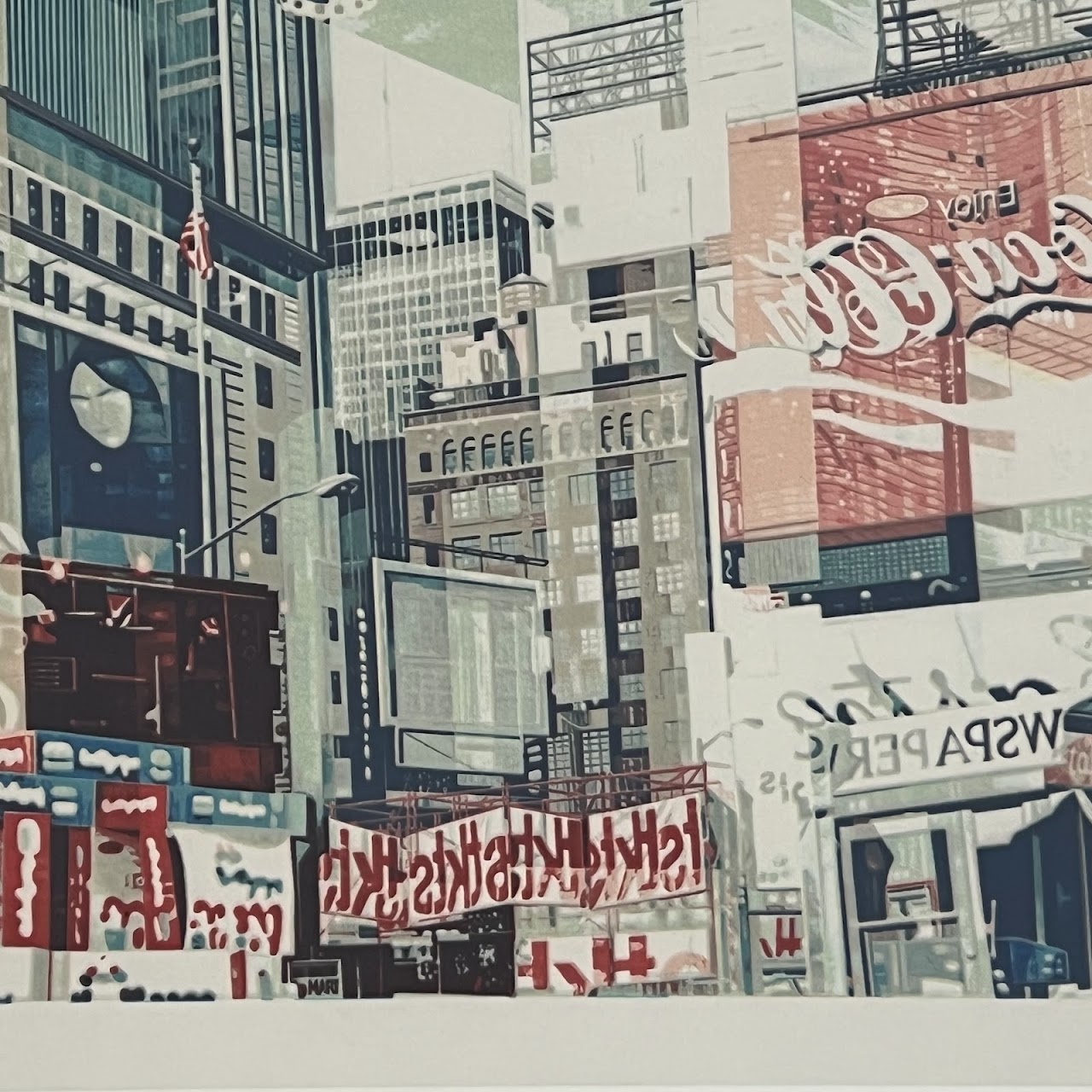 C.J. Yao 'Times Square' Signed Photo-Realist Silkscreen, 1981