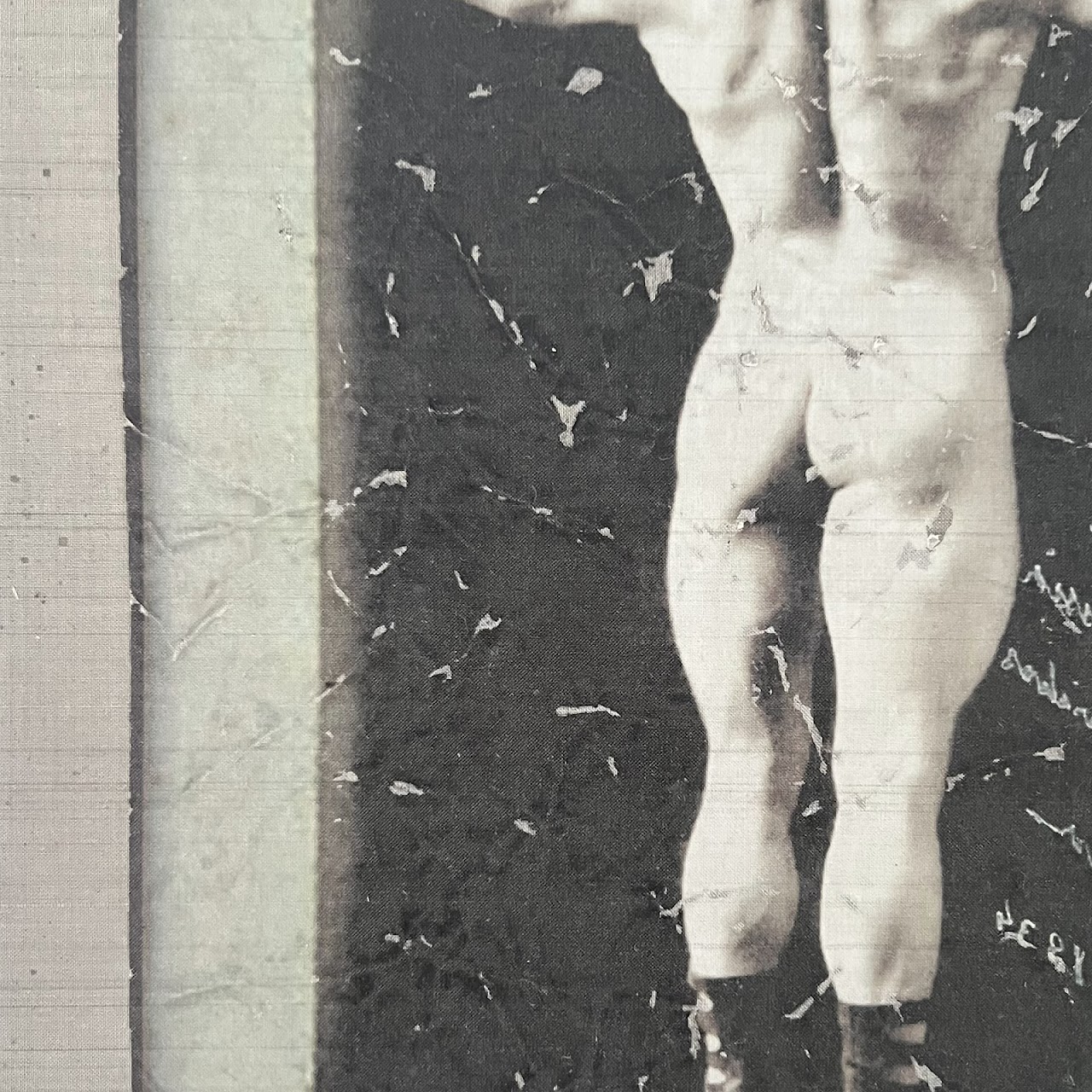 Vintage Bodybuilder Photograph Print and Mixed Media Artwork Pair