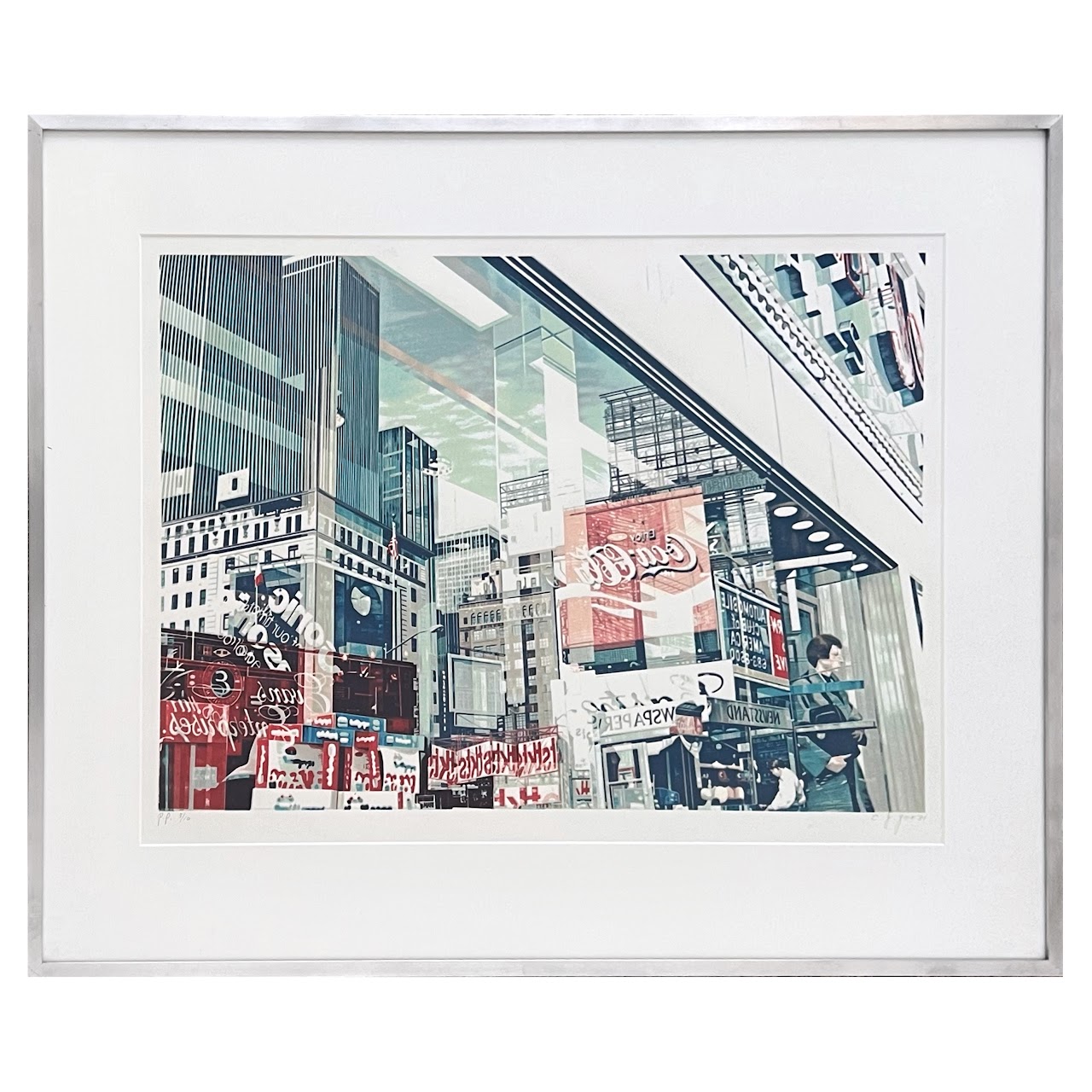 C.J. Yao 'Times Square' Signed Photo-Realist Silkscreen, 1981