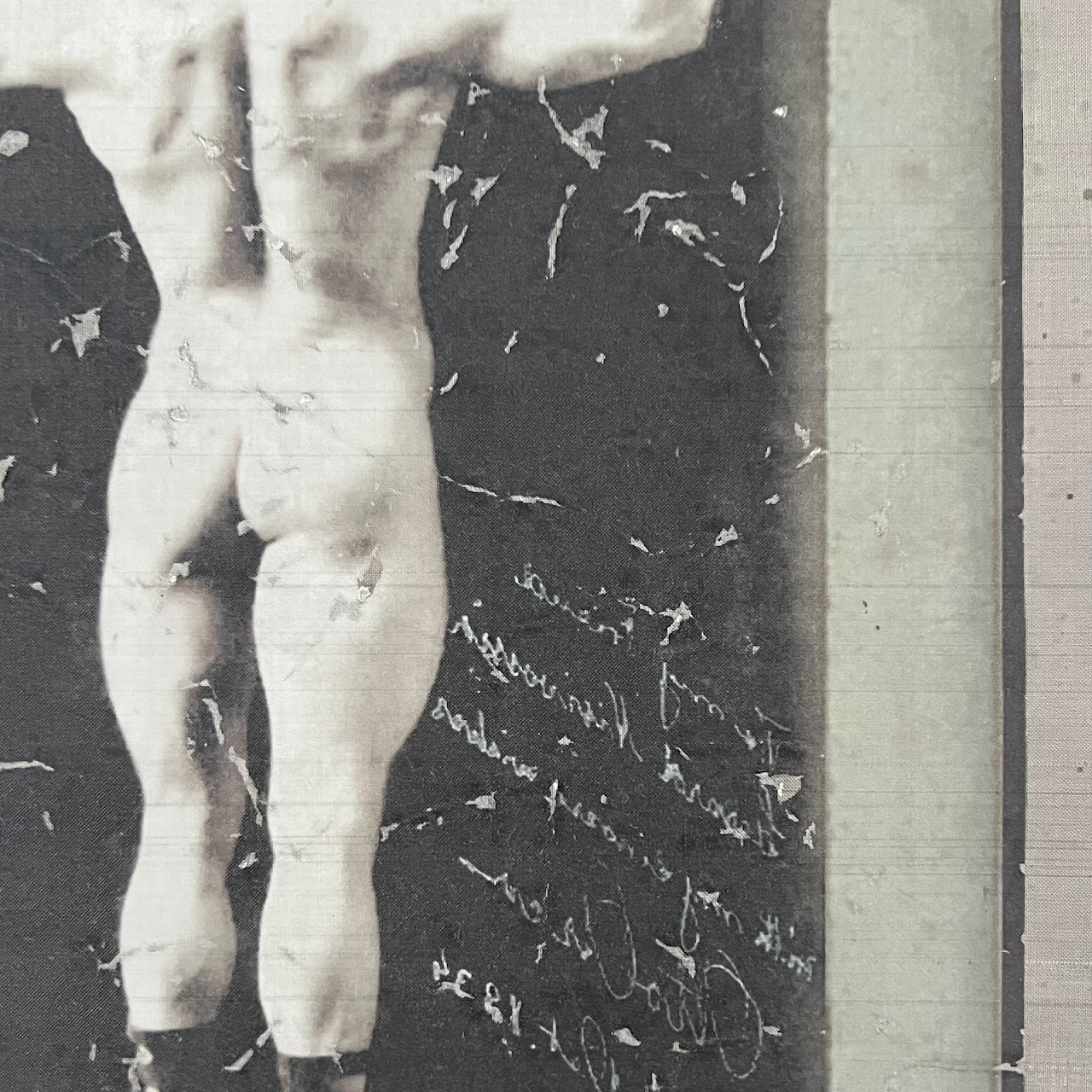 Vintage Bodybuilder Photograph Print and Mixed Media Artwork Pair