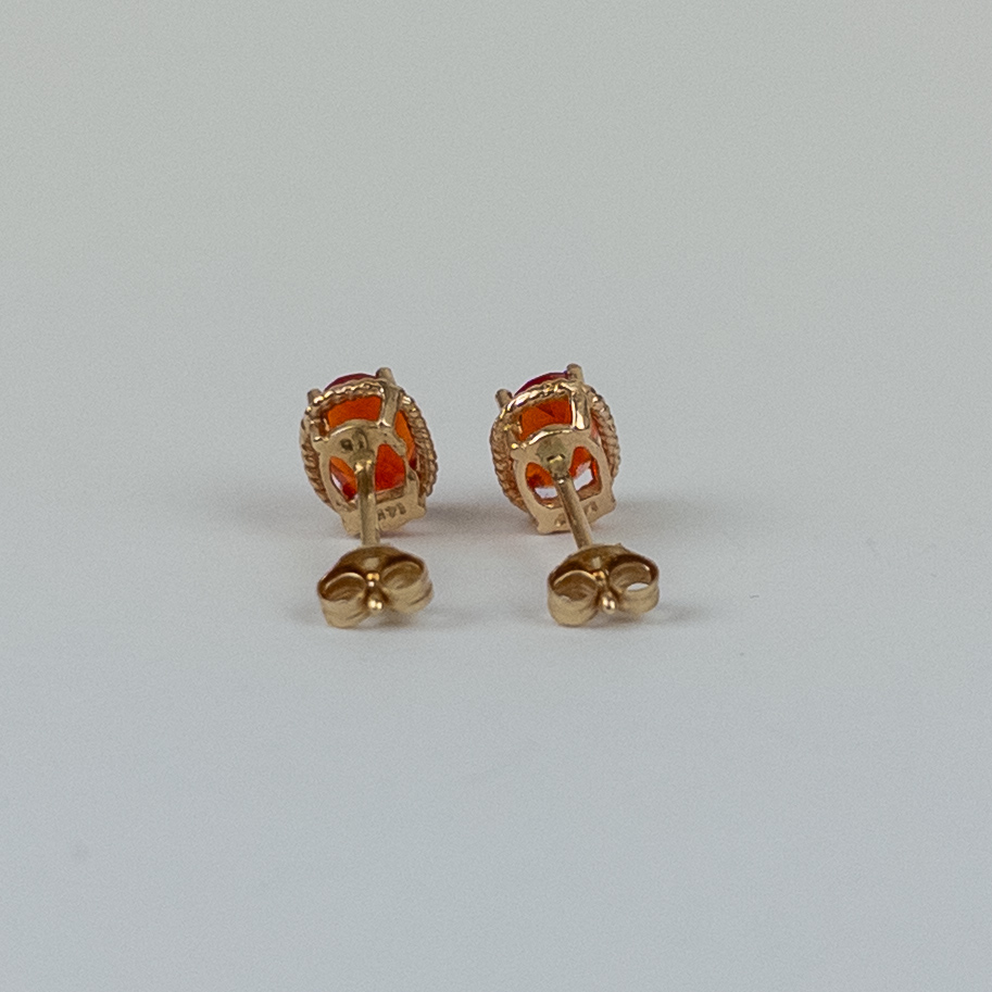 14K Gold and Red Stone Earrings