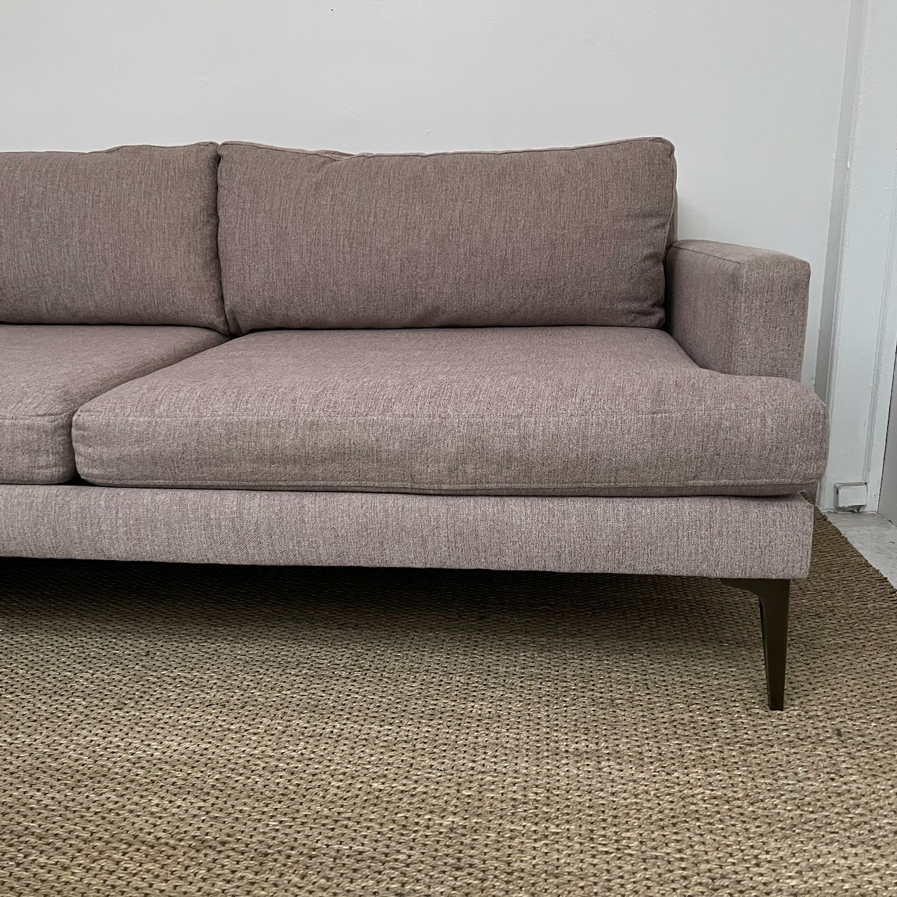 West Elm Andes Sofa in Dusty Pink Chenille Tweed