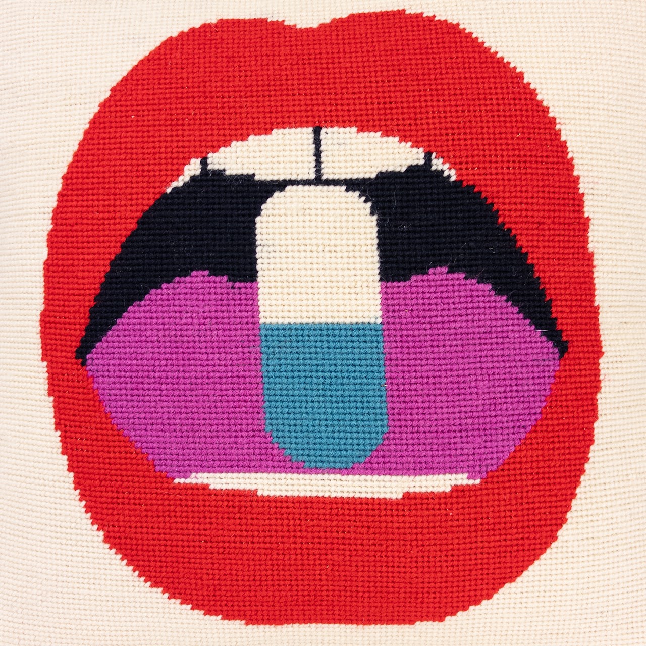 Jonathan Adler Lips Full Dose Needlepoint Throw Pillow