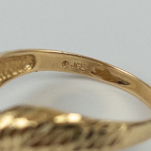 14K Gold Etched Ring