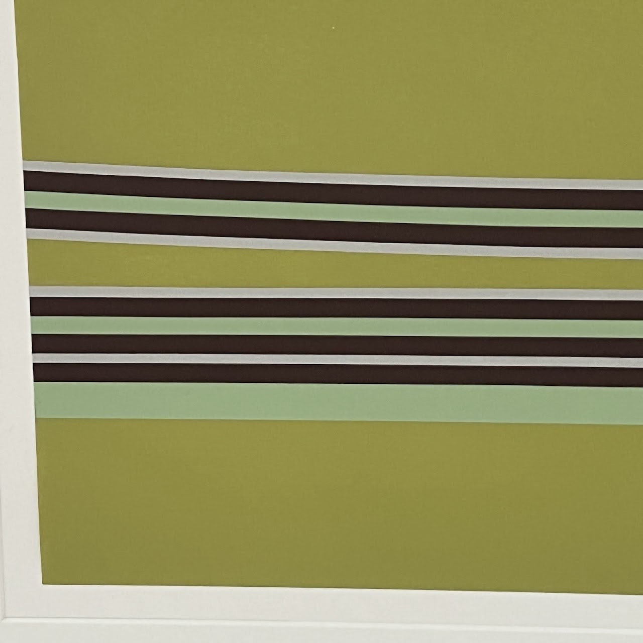 Ann Pibal 'Green Smiley Stripe' Signed Acrylic Painting