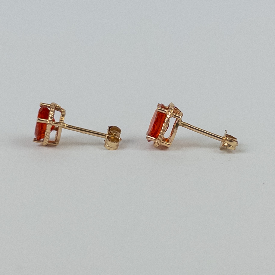 14K Gold and Red Stone Earrings