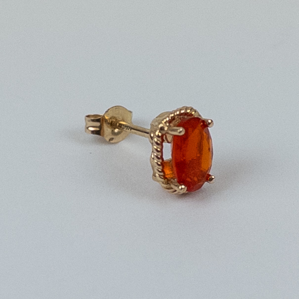 14K Gold and Red Stone Earrings