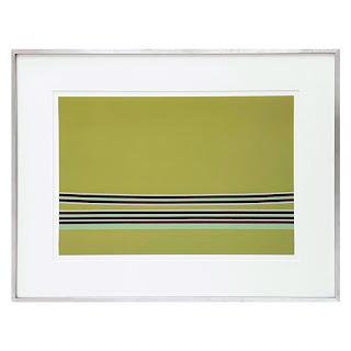 Ann Pibal 'Green Smiley Stripe' Signed Acrylic Painting