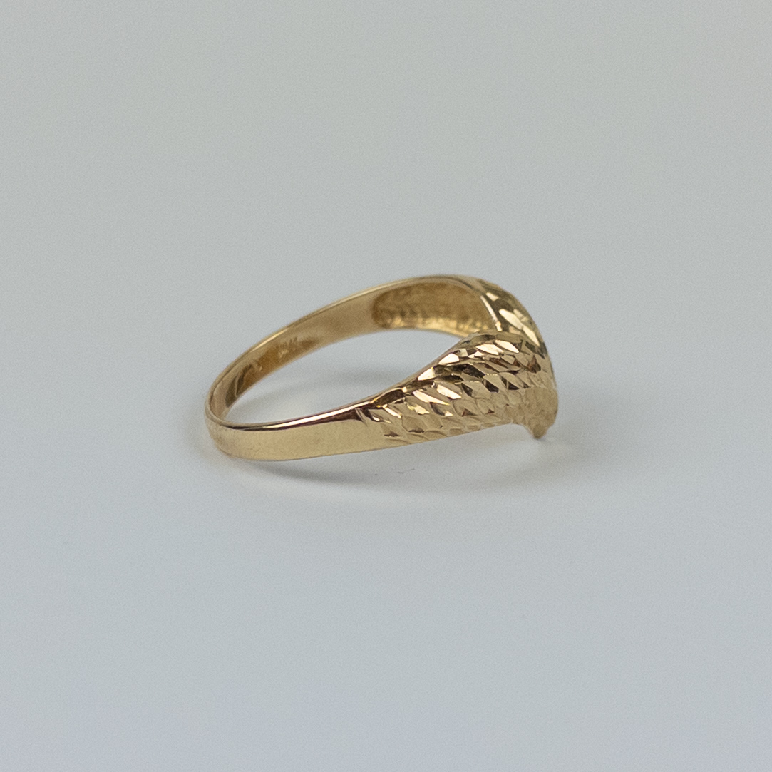 14K Gold Etched Ring