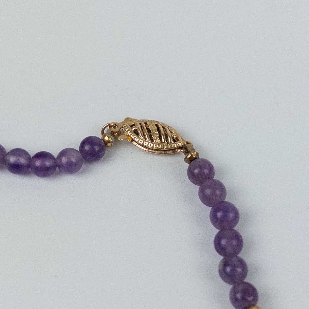 14K Gold, Amethyst, and Small Pearl Necklace