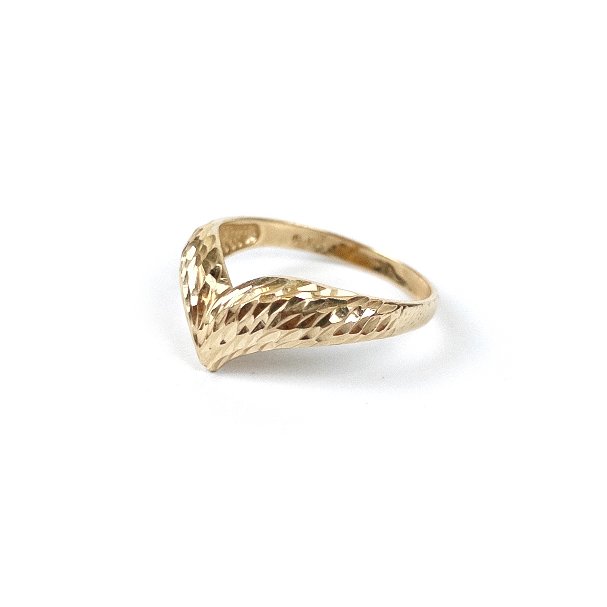 14K Gold Etched Ring