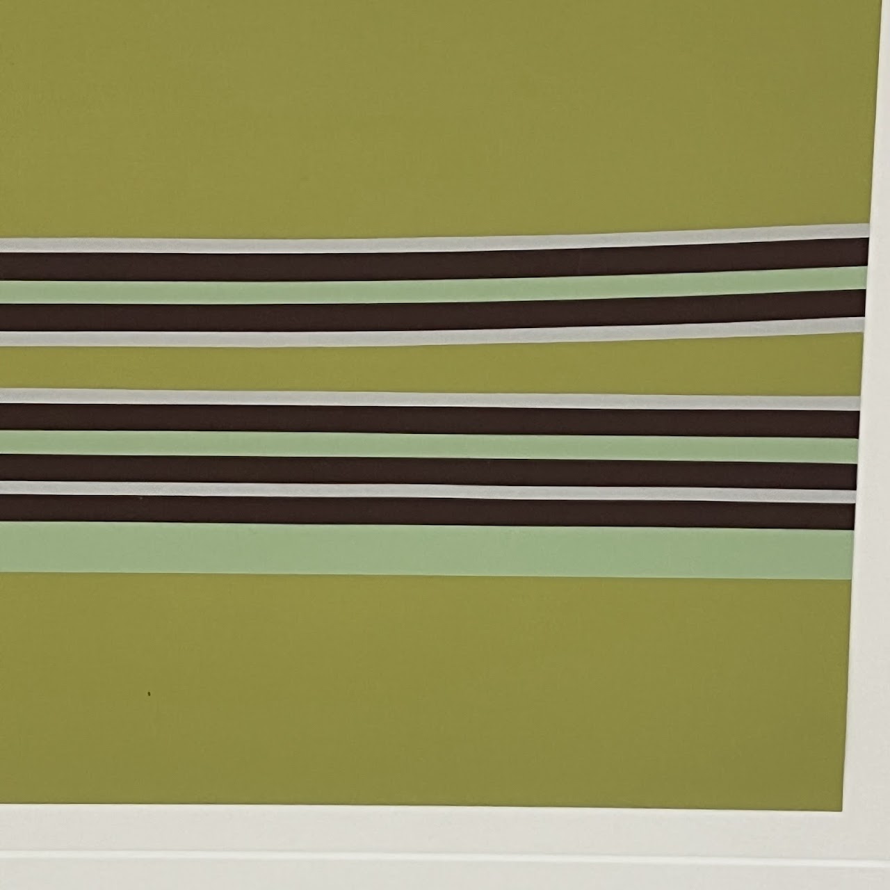 Ann Pibal 'Green Smiley Stripe' Signed Acrylic Painting