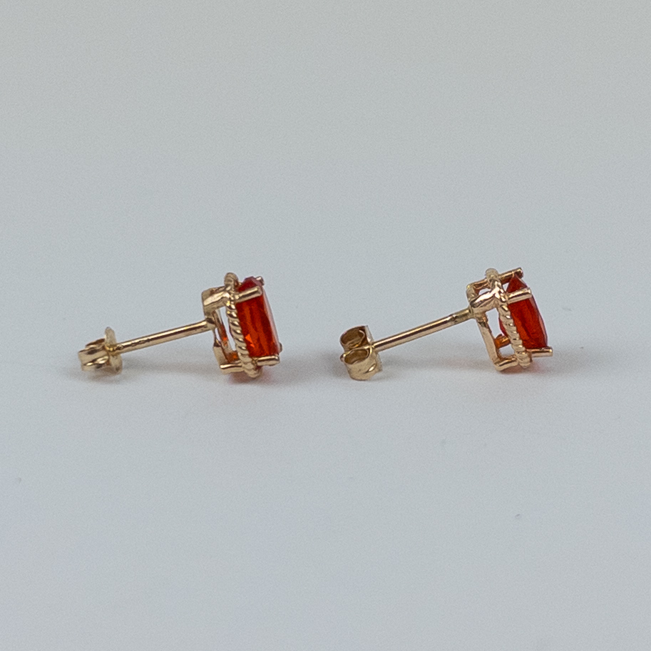 14K Gold and Red Stone Earrings