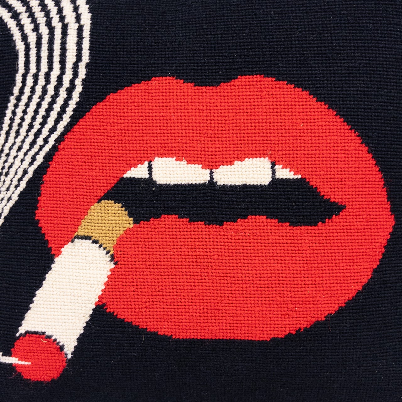 Jonathan Adler Lips Smolder Needlepoint Throw Pillow