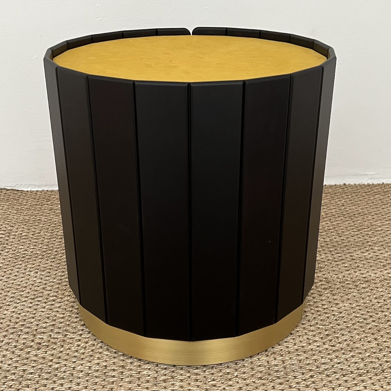 Baxter NEW Ninfea Contemporary Italian Round Leather-Top Bedside Table