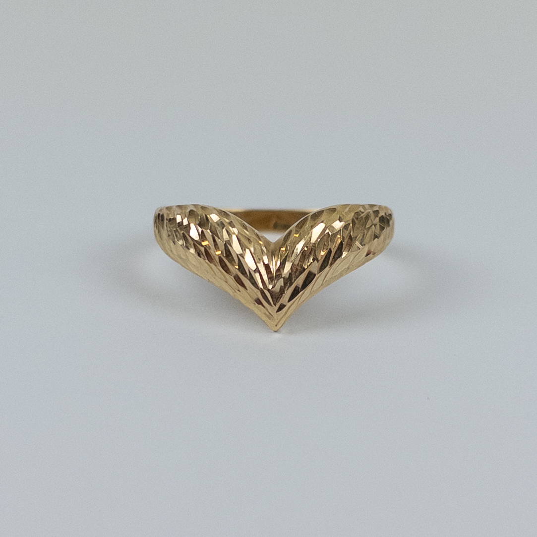 14K Gold Etched Ring