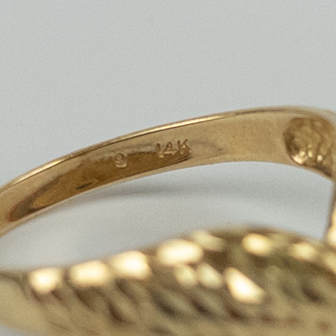 14K Gold Etched Ring