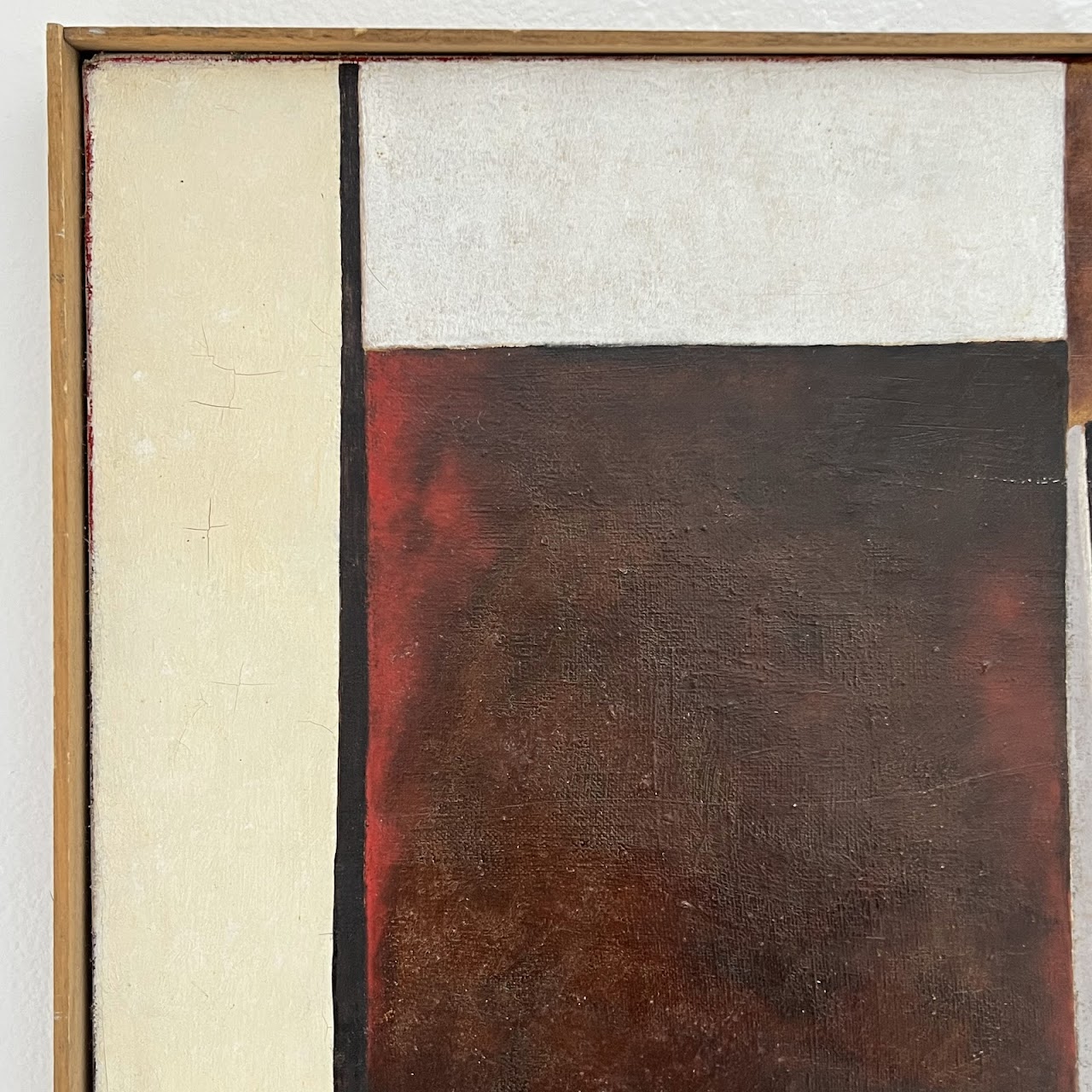 Cl. Lambillon Signed Mid-Century Modernist Geometric Oil Painting, 1974