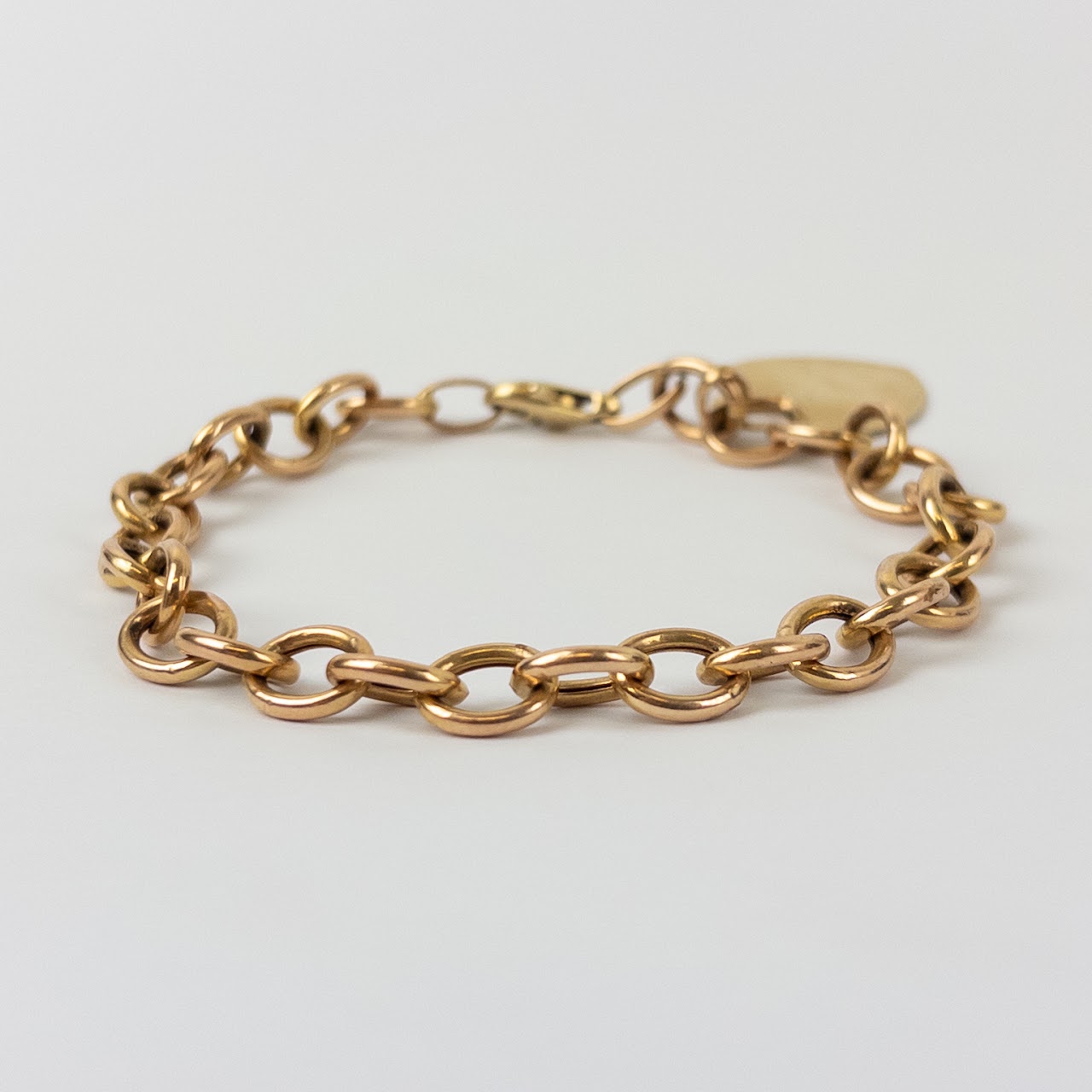 14K Gold Chain Link Bracelet with Heart Charm