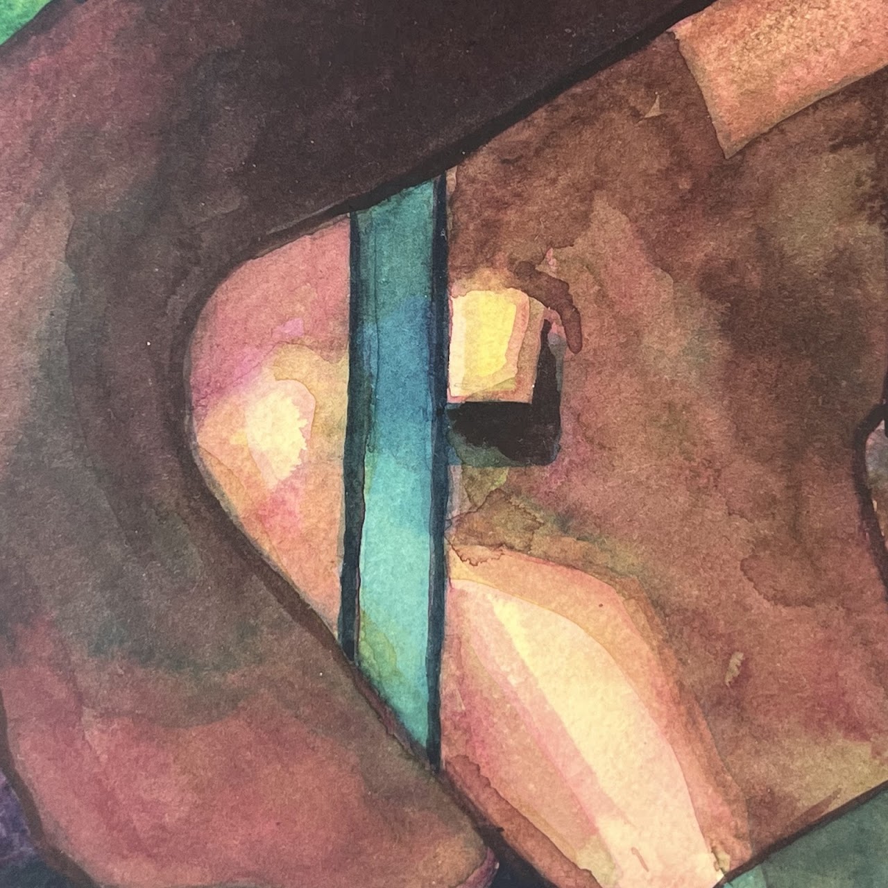 Contemporary Cubist Watercolor Painting