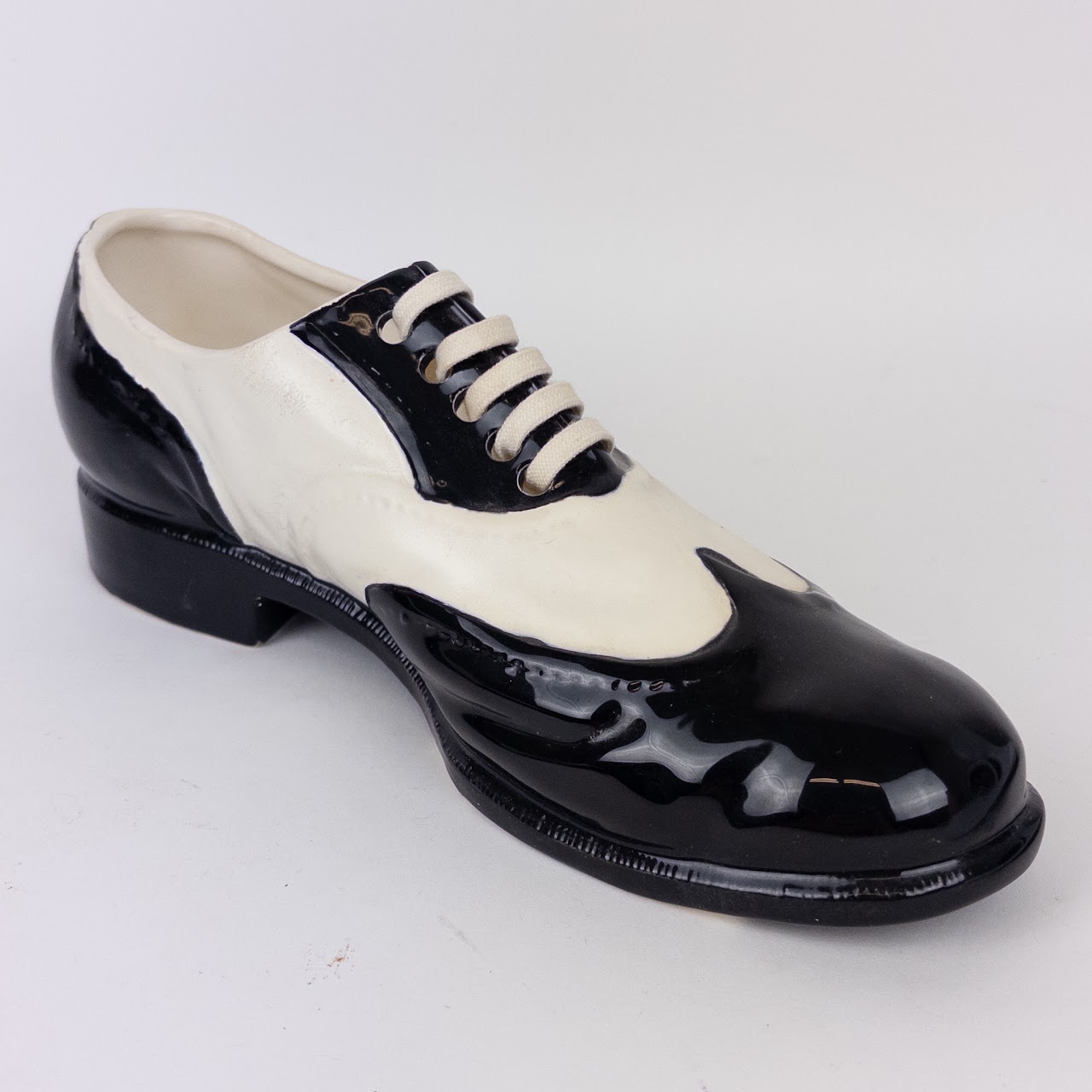 Dept. 56 Black and White Ceramic Saddle Shoe Planters (2)