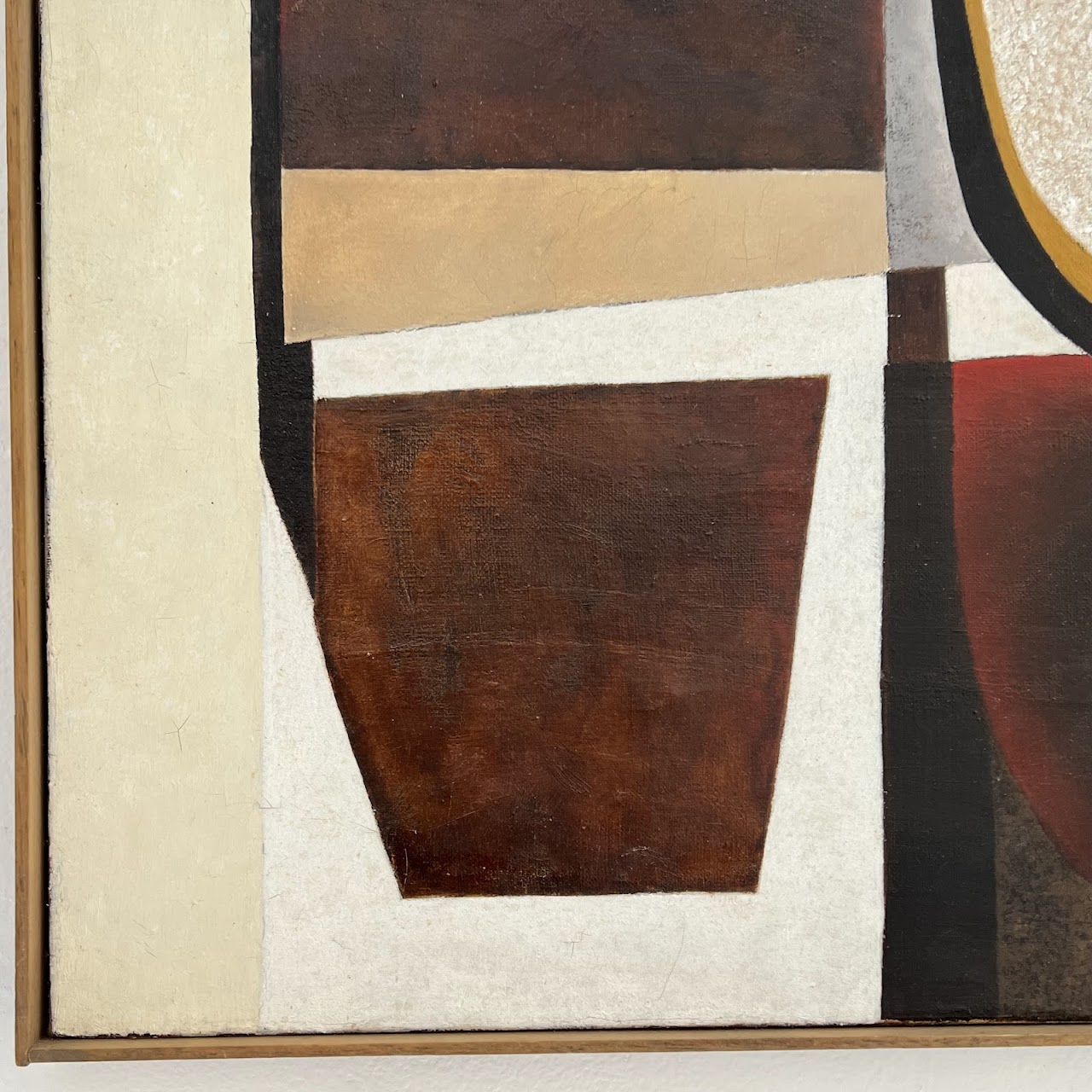 Cl. Lambillon Signed Mid-Century Modernist Geometric Oil Painting, 1974