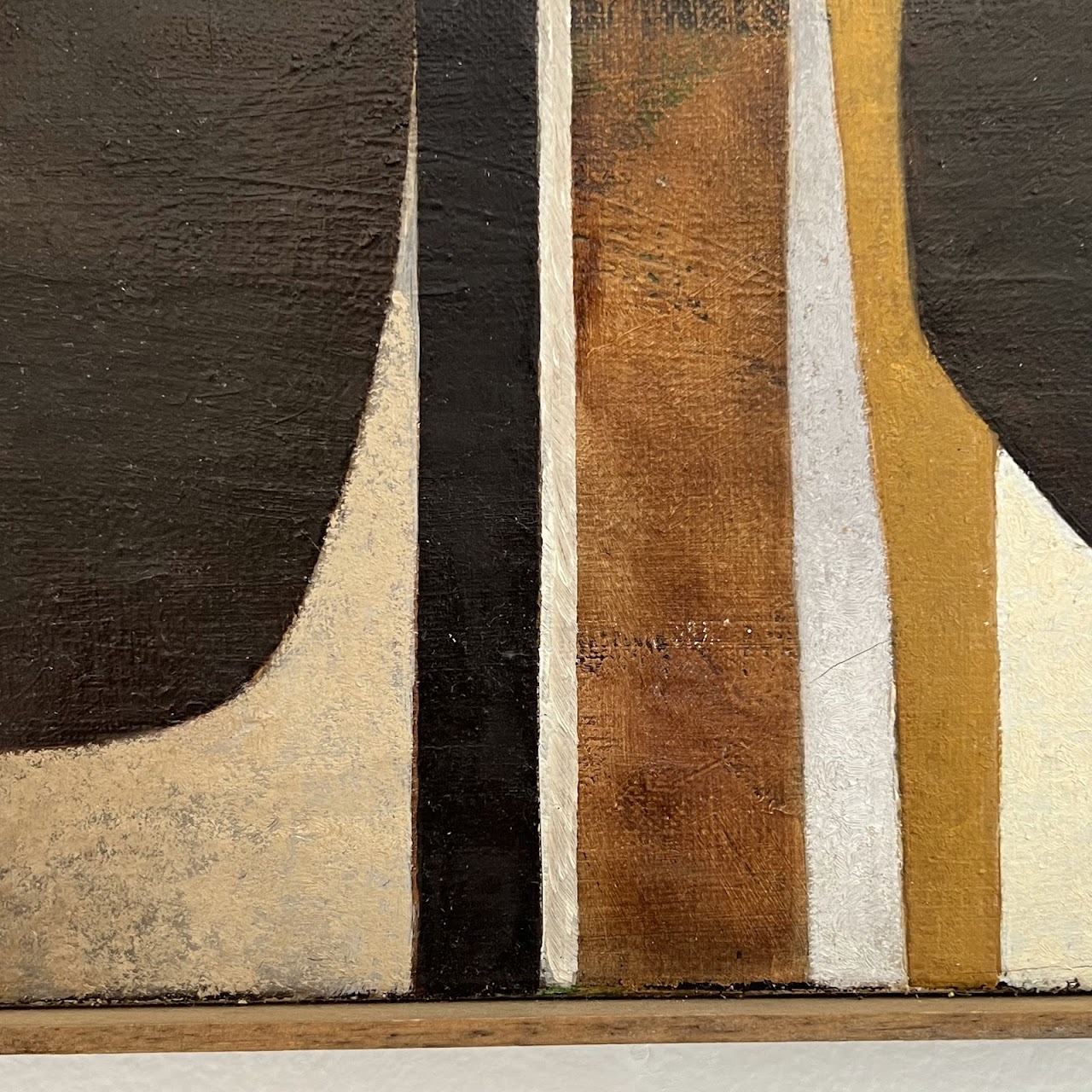 Cl. Lambillon Signed Mid-Century Modernist Geometric Oil Painting, 1974