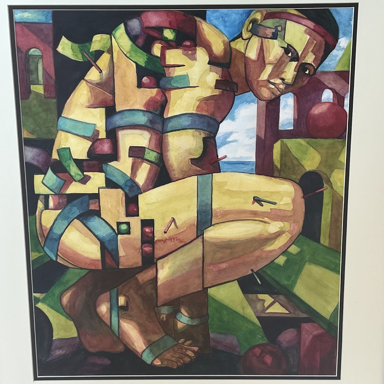 Contemporary Cubist Watercolor Painting