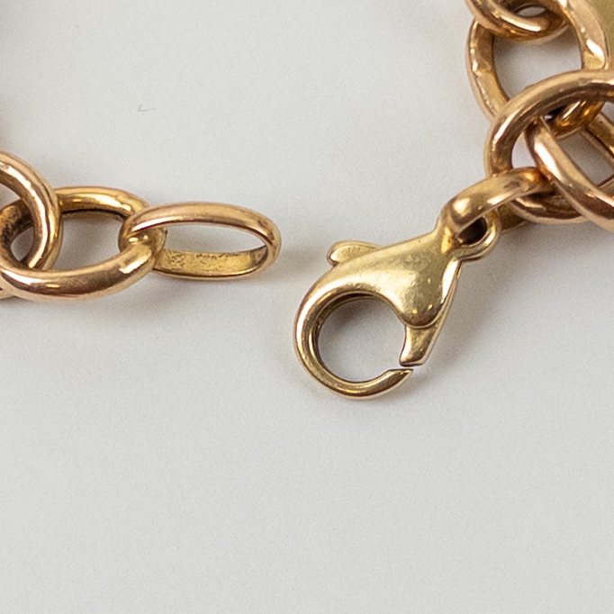 14K Gold Chain Link Bracelet with Heart Charm