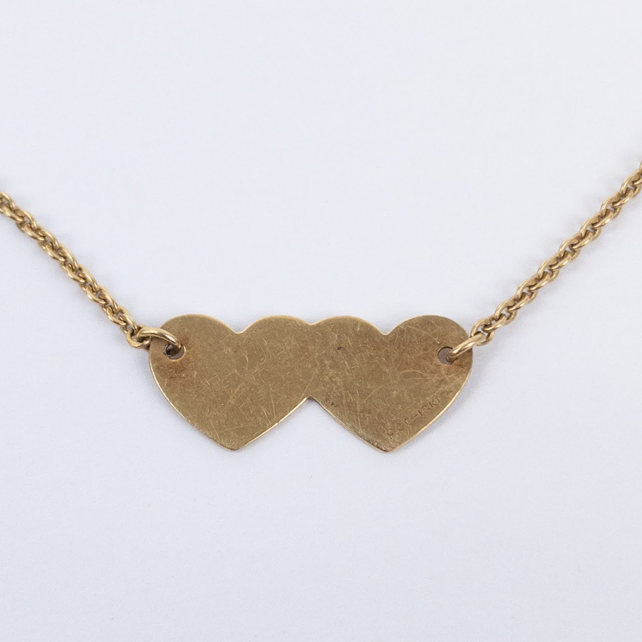 10K Gold Chain Link Bracelet with Hearts Charm