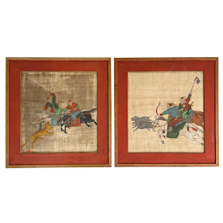 Chinese School Vintage Gouache Painting Pair