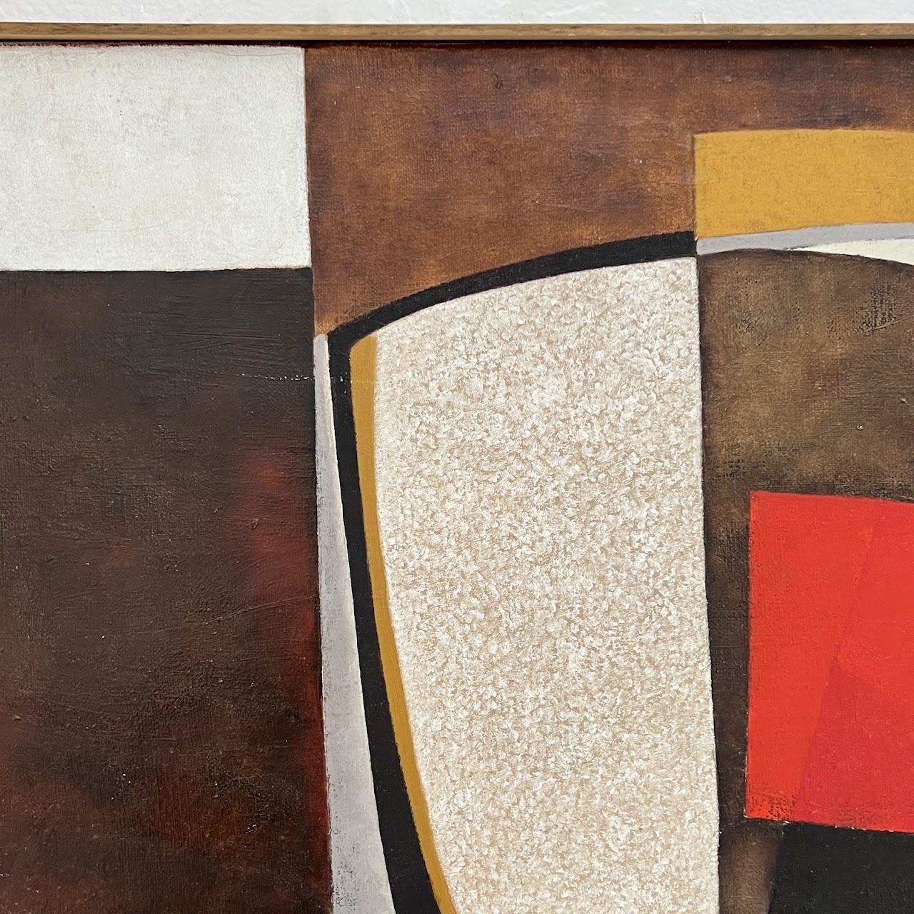 Cl. Lambillon Signed Mid-Century Modernist Geometric Oil Painting, 1974