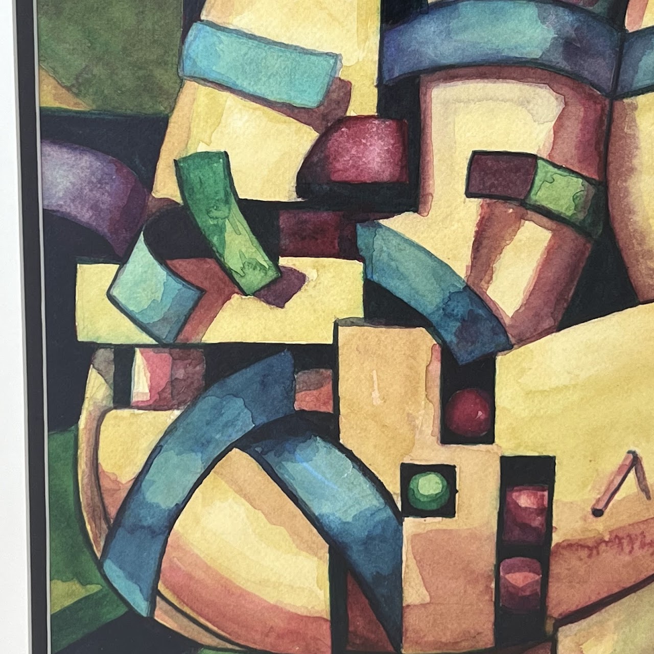 Contemporary Cubist Watercolor Painting