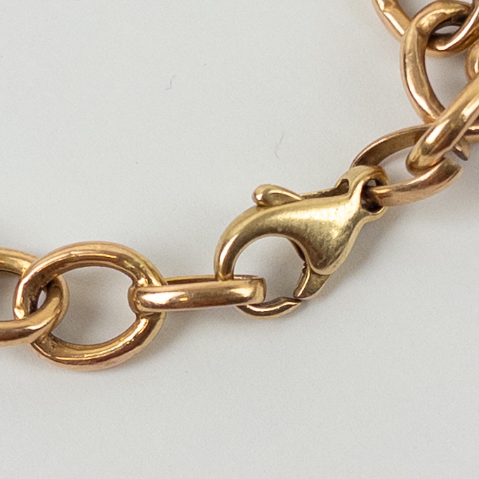 14K Gold Chain Link Bracelet with Heart Charm