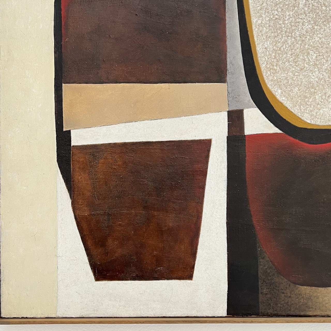 Cl. Lambillon Signed Mid-Century Modernist Geometric Oil Painting, 1974