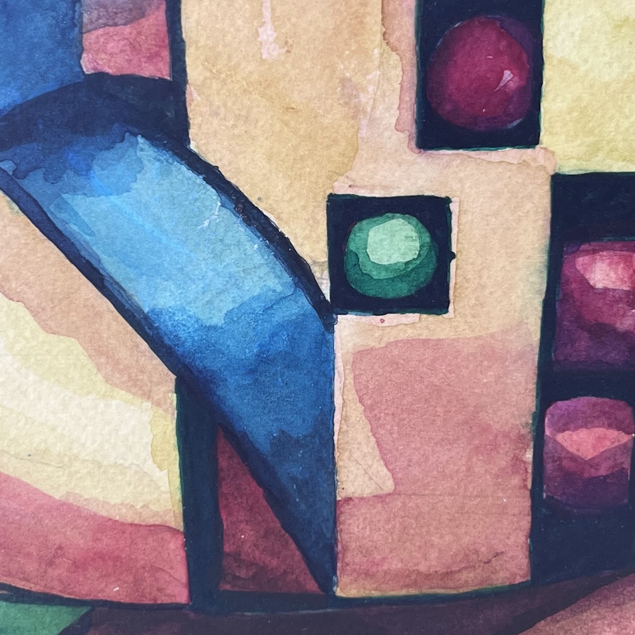 Contemporary Cubist Watercolor Painting