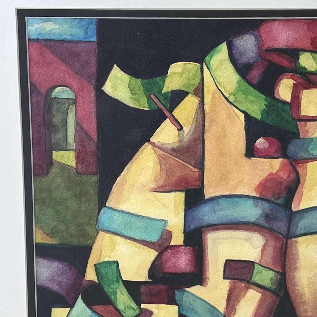 Contemporary Cubist Watercolor Painting