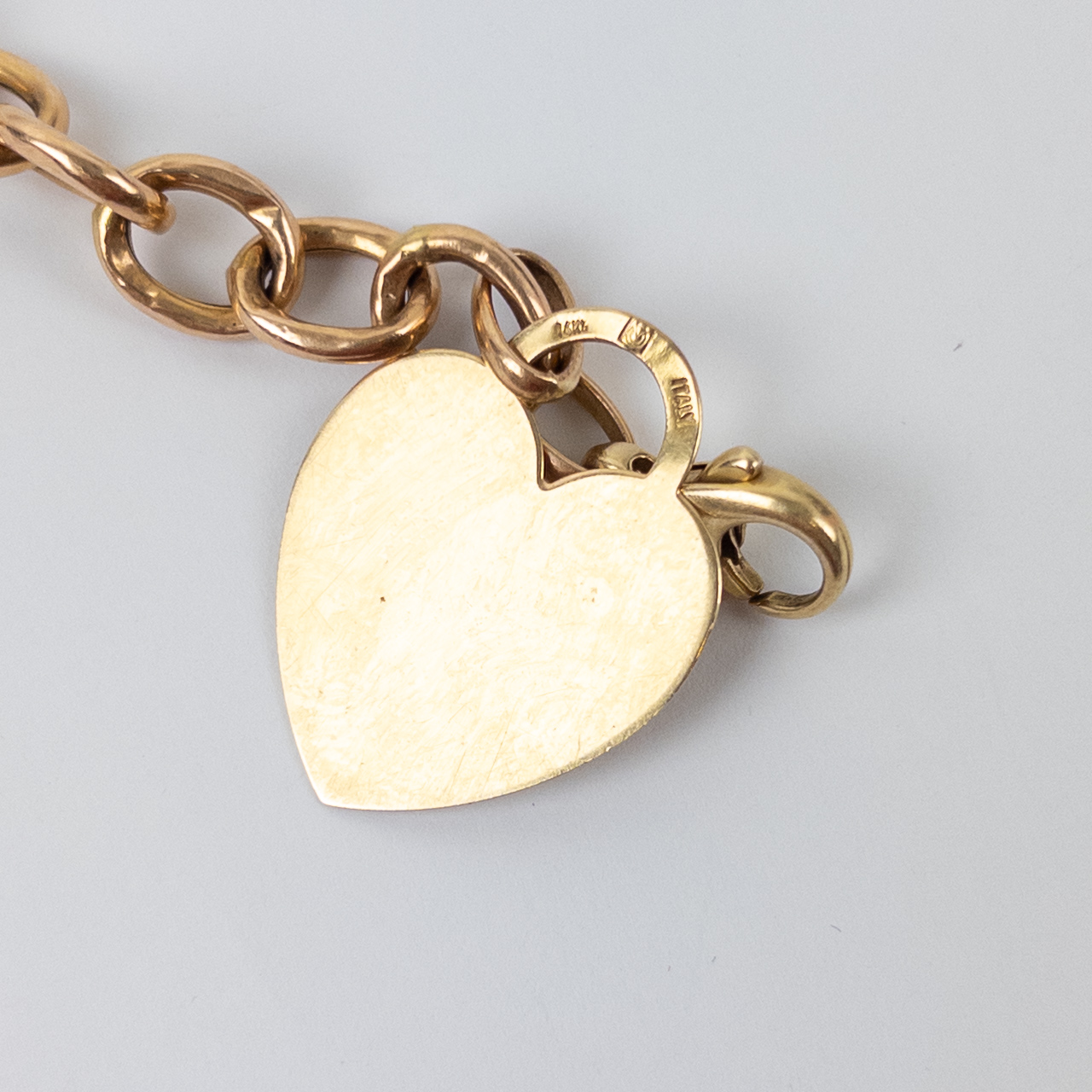 14K Gold Chain Link Bracelet with Heart Charm